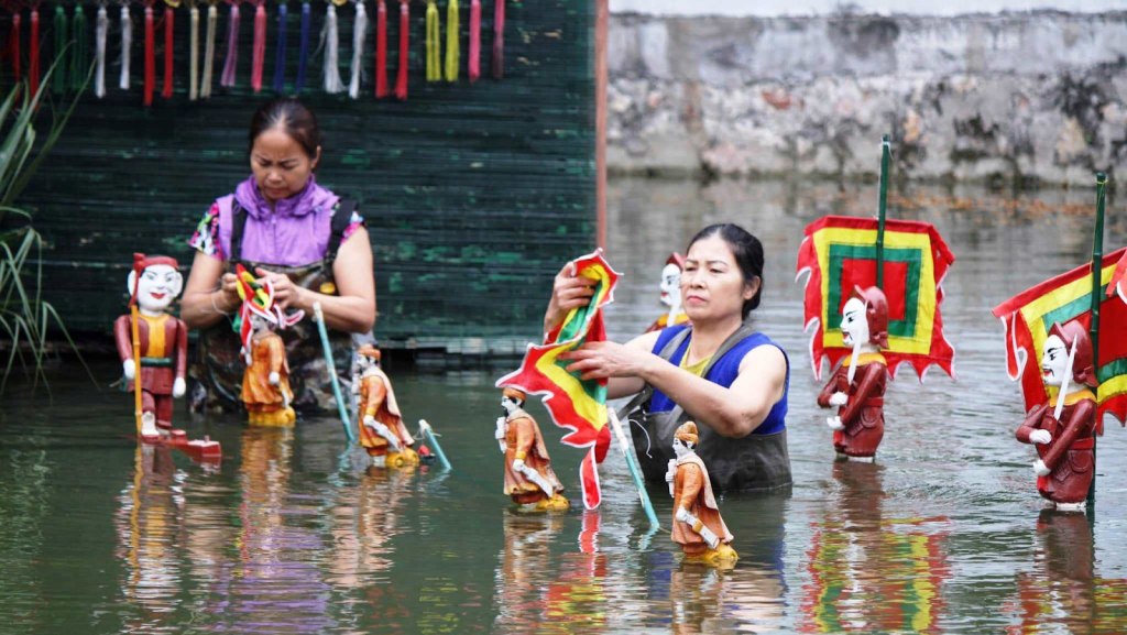 Vietnamese water puppet show performed on water in Hanoi
